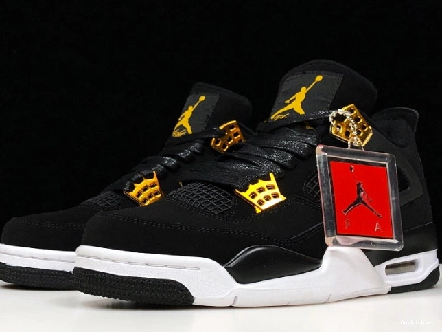 One Kick Jordan Royalty Air Black 4 Metallic Gold-White 308497-032 0814